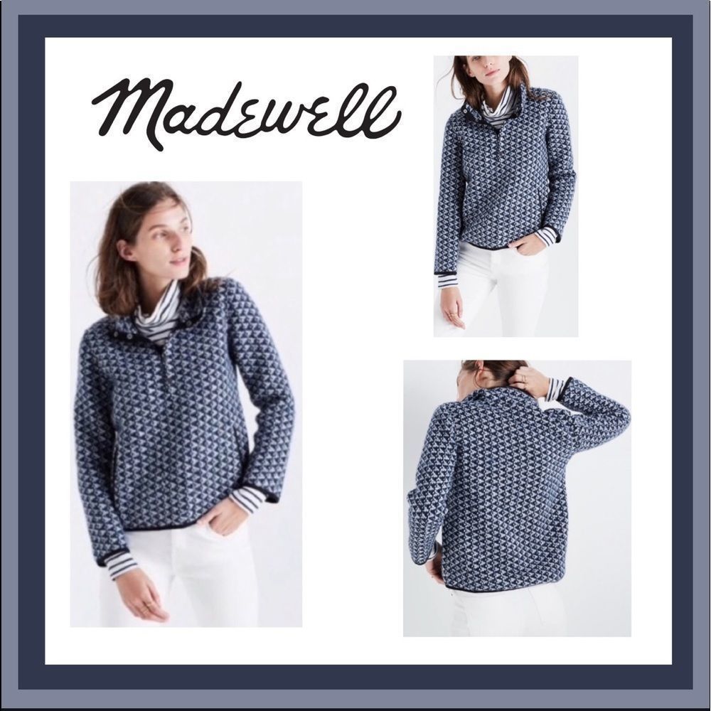 Madewell Small Triangle Check Wool Snap Pullover Jacket Size L